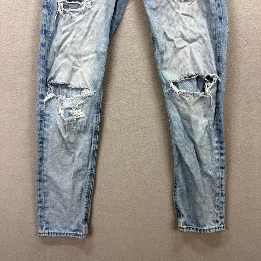 American Eagle Mom Jeans Womens 000 Fits 26x27* Blue Pants Distressed Straight - Picture 3 of 13